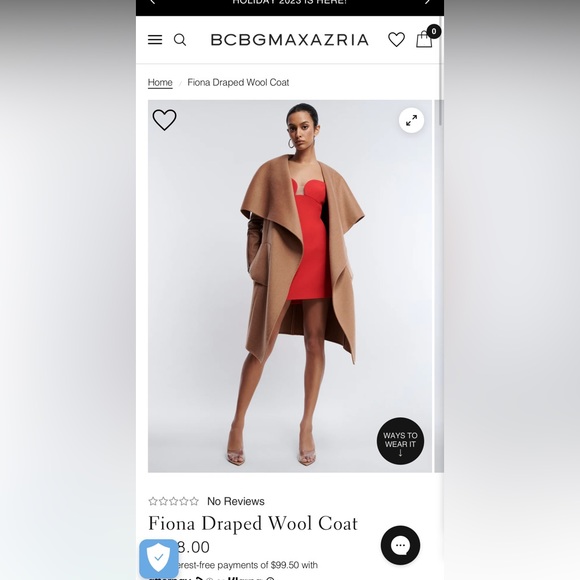 BCBGMaxazria Fiona Draped Wool Coat - Picture 3 of 3